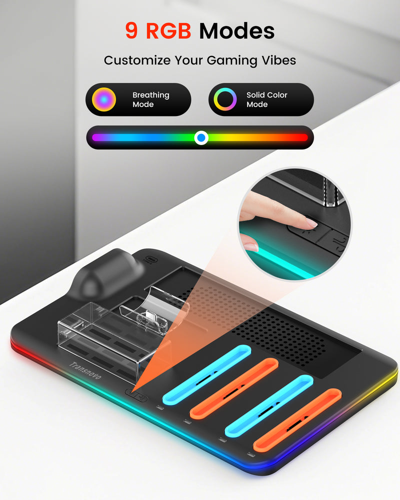 Transnovo Multi-Functional RGB Charging Dock Station for 4 Joy-Con Controller
