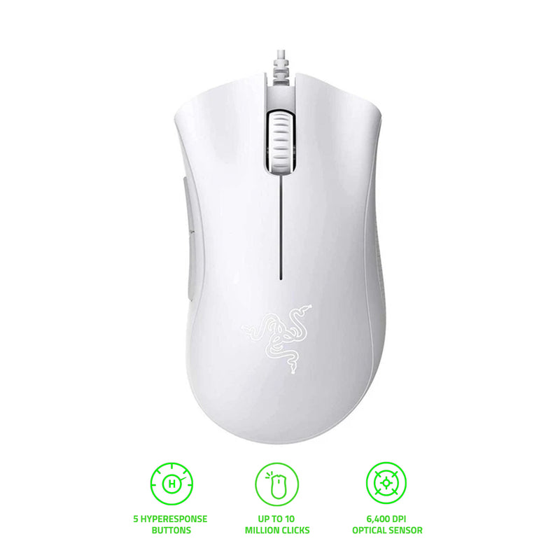 Razer Deathadder Essential Ergonomic Wired Gaming Mouse (White)