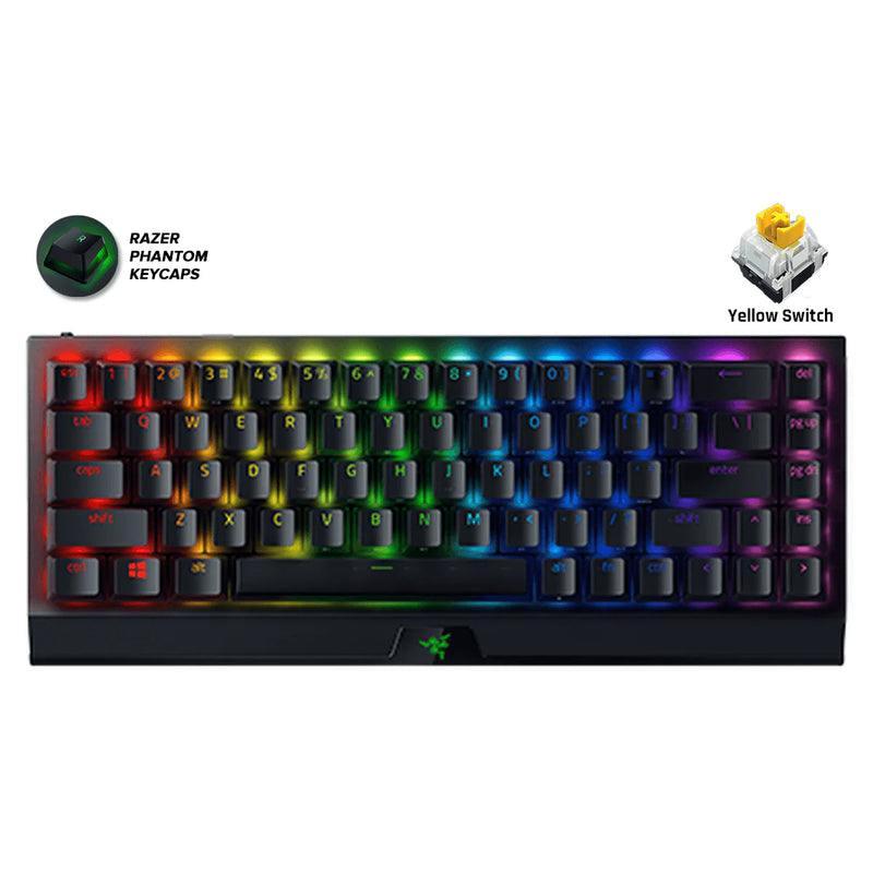 Razer Blackwidow V3 Mini Hyperspeed Wireless 65% Mechanical Gaming Keyboard Phantom Edition (Yellow Switches)