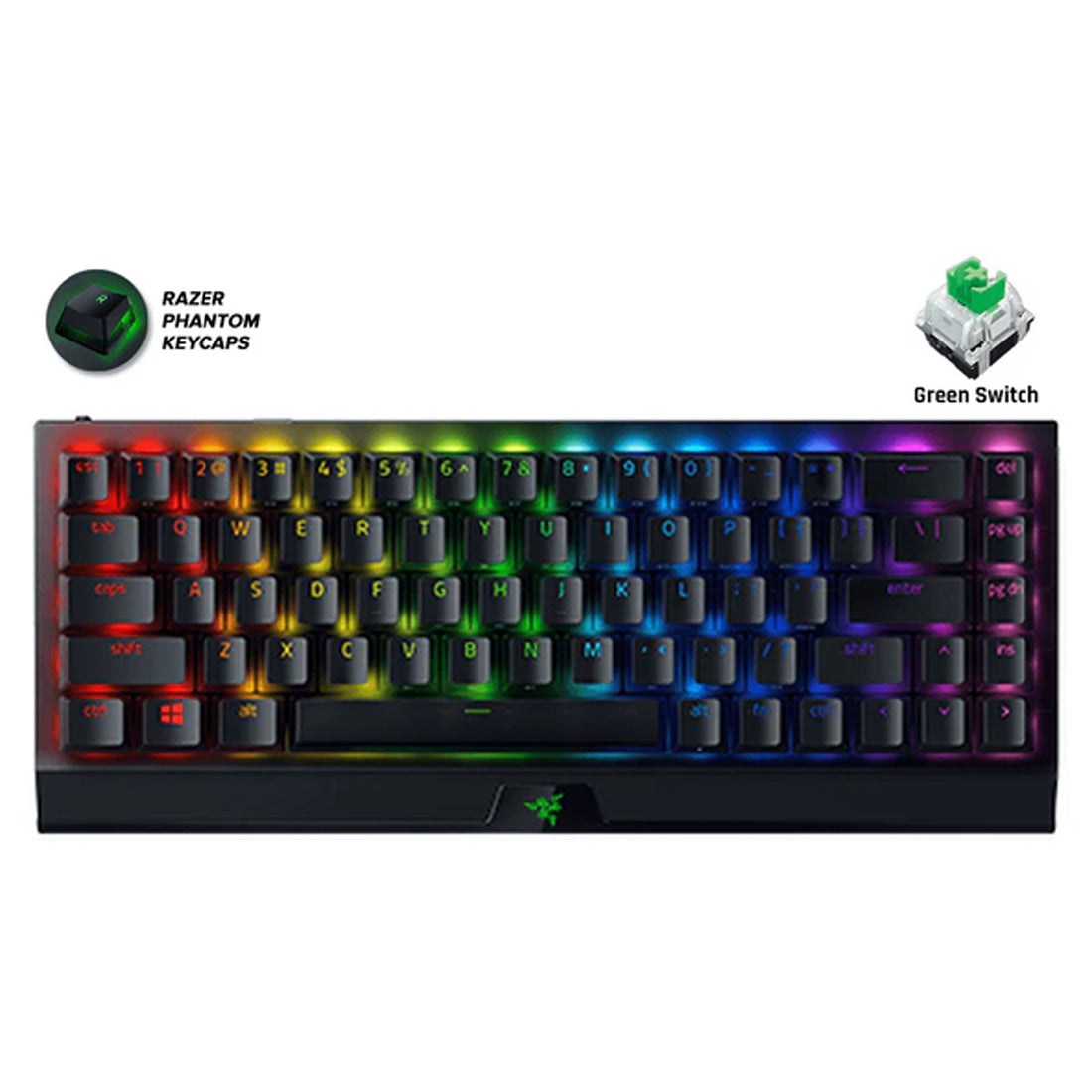 Razer Blackwidow V3 Mini Hyperspeed Wireless 65% Mechanical Gaming Keyboard Phantom Edition (Green Switches)