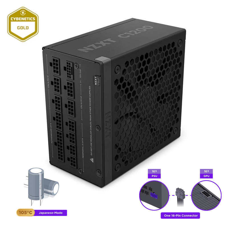 NZXT C1200 1200W 80+ Gold Fully Modular Low-Noise ATX 3.1 Power Supply (PA-2G2BB-US)