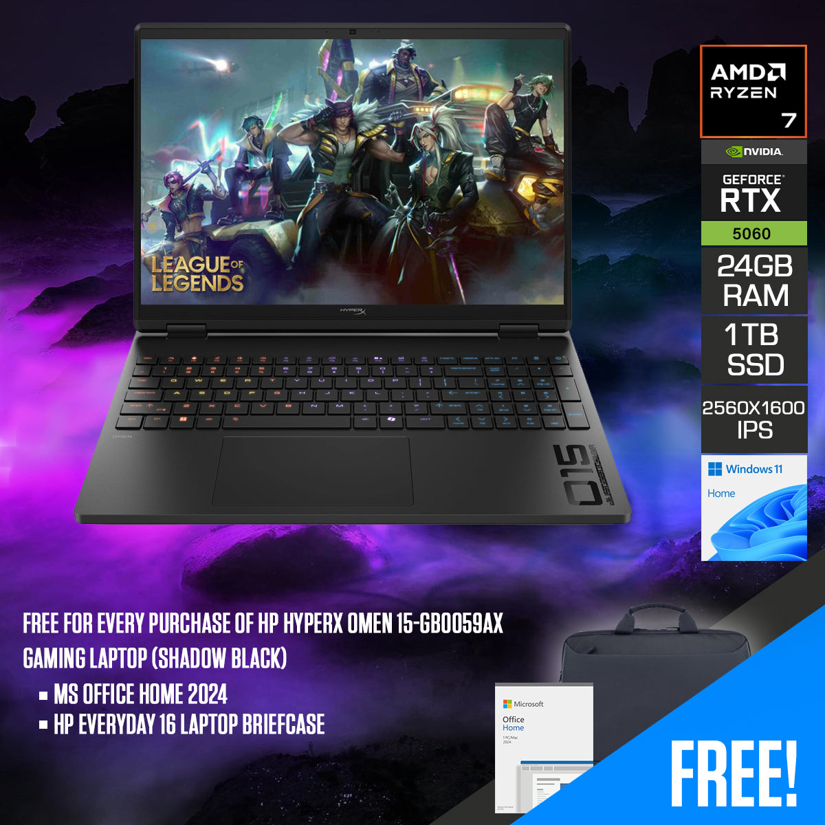 HP HyperX OMEN 15-gb0059AX Gaming Laptop (Shadow Black)
