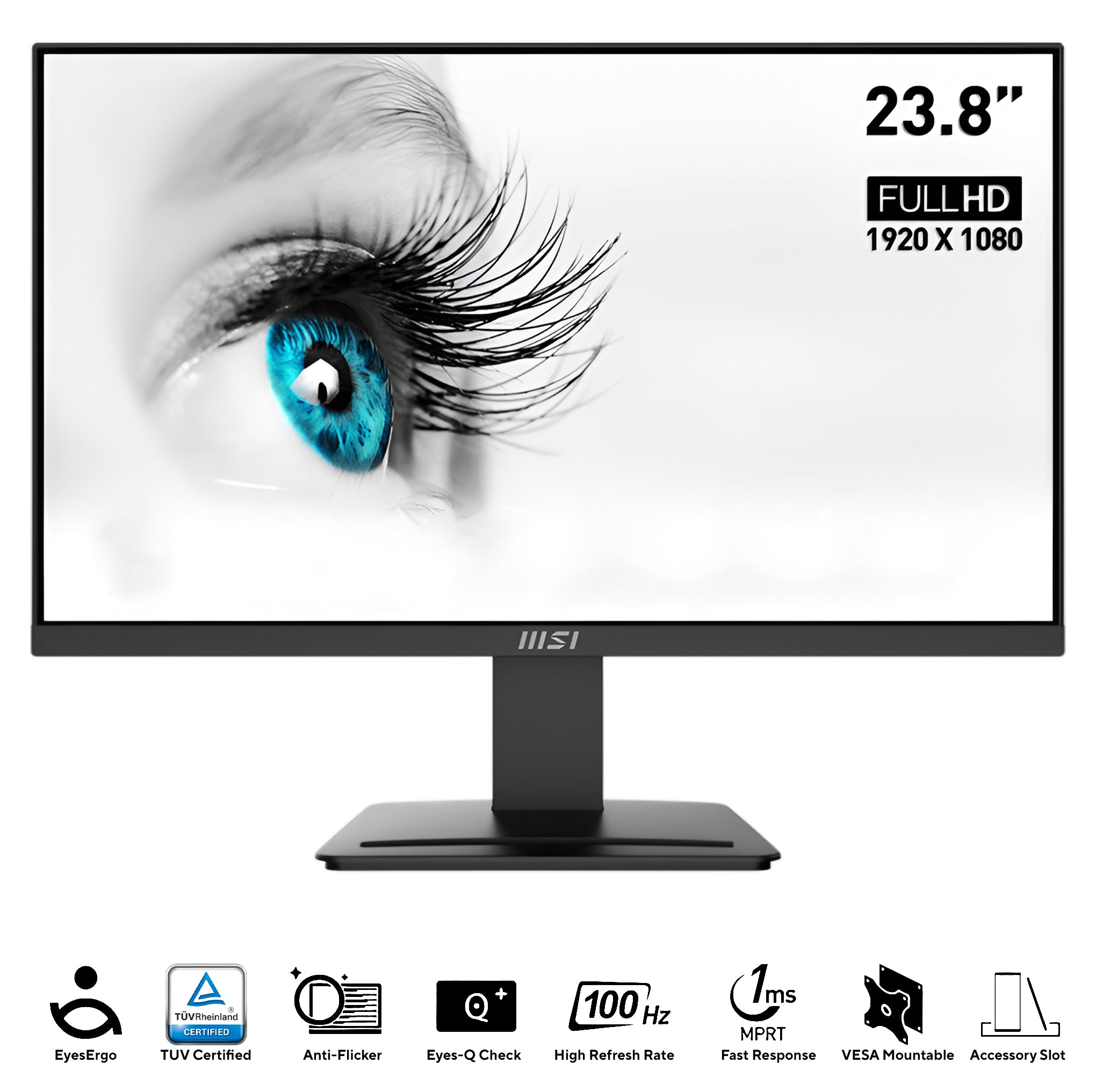 MSI PRO MP2412 23.8" FHD VA 100HZ 1MS MPRT 4MS GTG Business Productivity Monitor (Black)