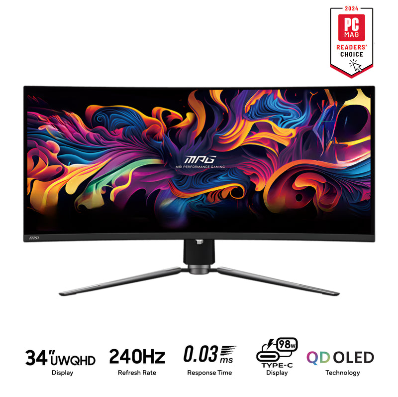 MSI MPG 341CQPX QD-OLED 34" UWQHD (3440x1440) 240Hz 0.03ms GTG Curved Gaming Monitor