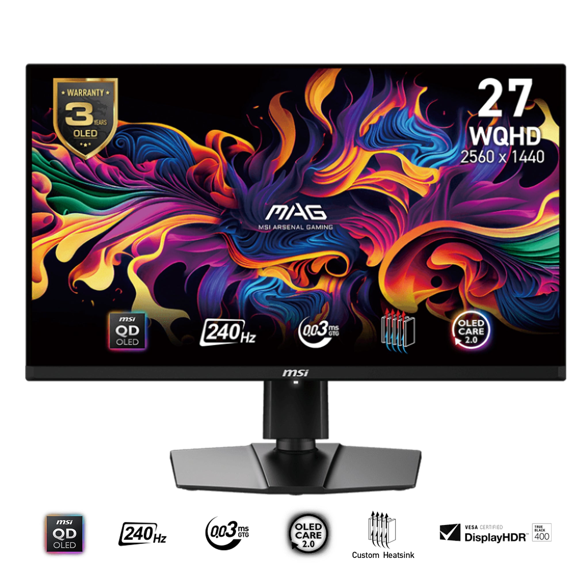 MSI MAG 271QPX QD-OLED E2 27" WQHD (2560x1440) 240Hz 0.03ms GTG Flat Gaming Monitor