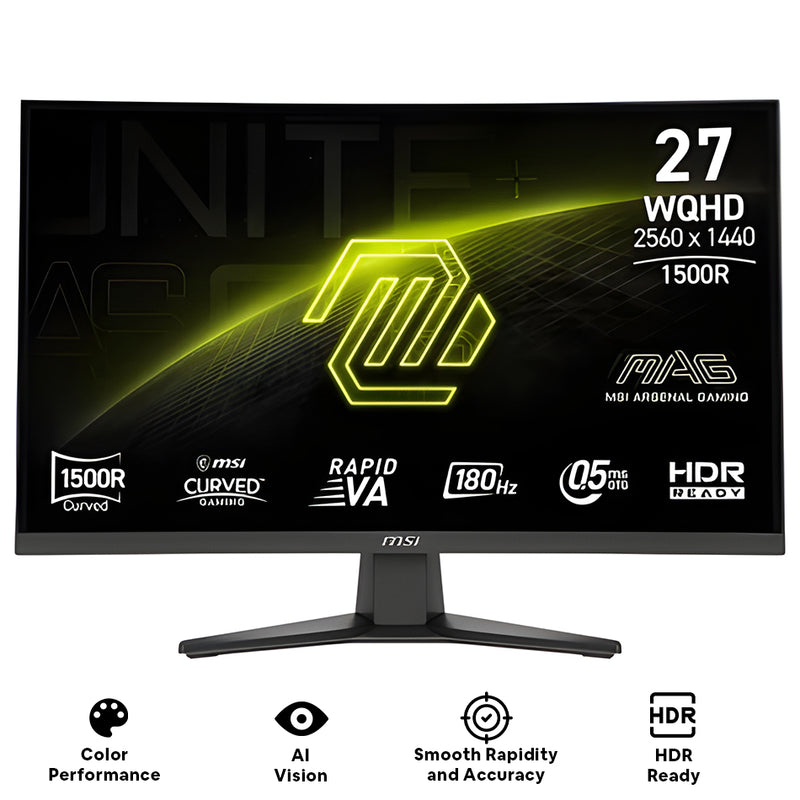 MSI MAG 275CQF E18 27" WQHD (2560x1440) 180Hz 0.05ms GTG Rapid VA Curved Gaming Monitor with Tilt Adjustment