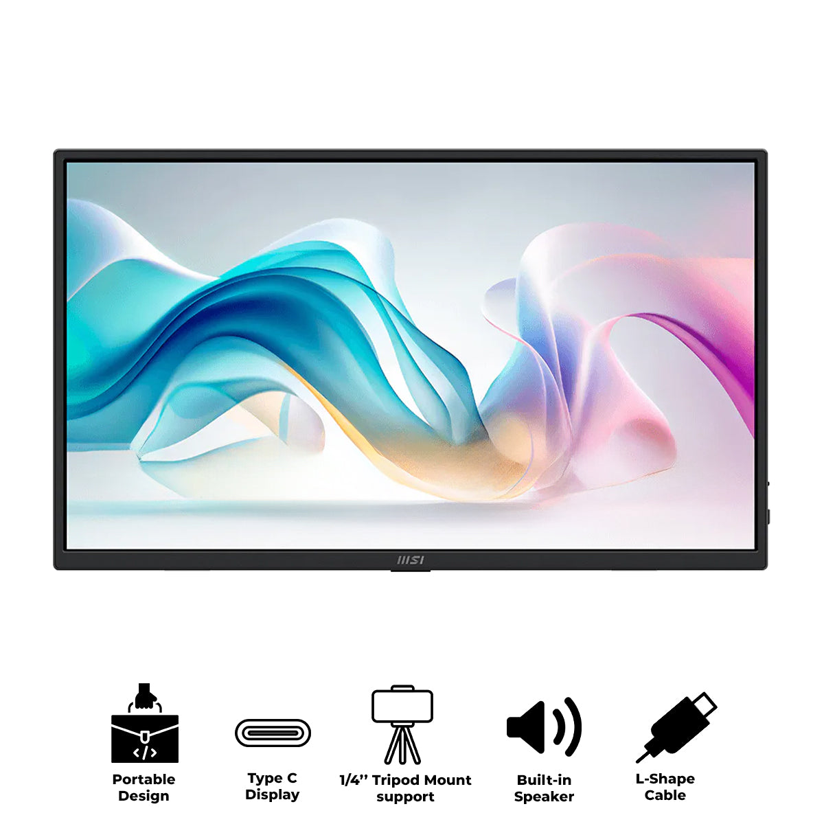 MSI Pro MP165 E6 15.6" FHD (1920x1080) 60Hz 4ms GTG IPS Portable & Ultra-slim Business Monitor with Tilt Adjustment (Black)