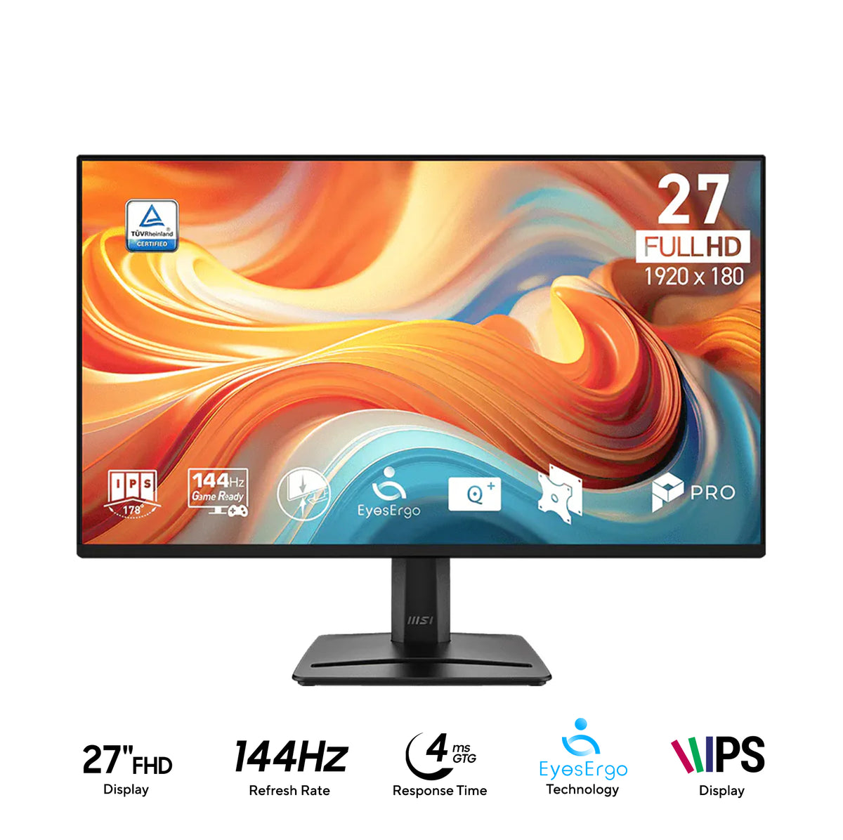 MSI Pro MP275 E14L 27" FHD (1920x1080) 144Hz 1ms MPRT/4ms GTG IPS Business & Productivity Monitor With Tilt Adjustment