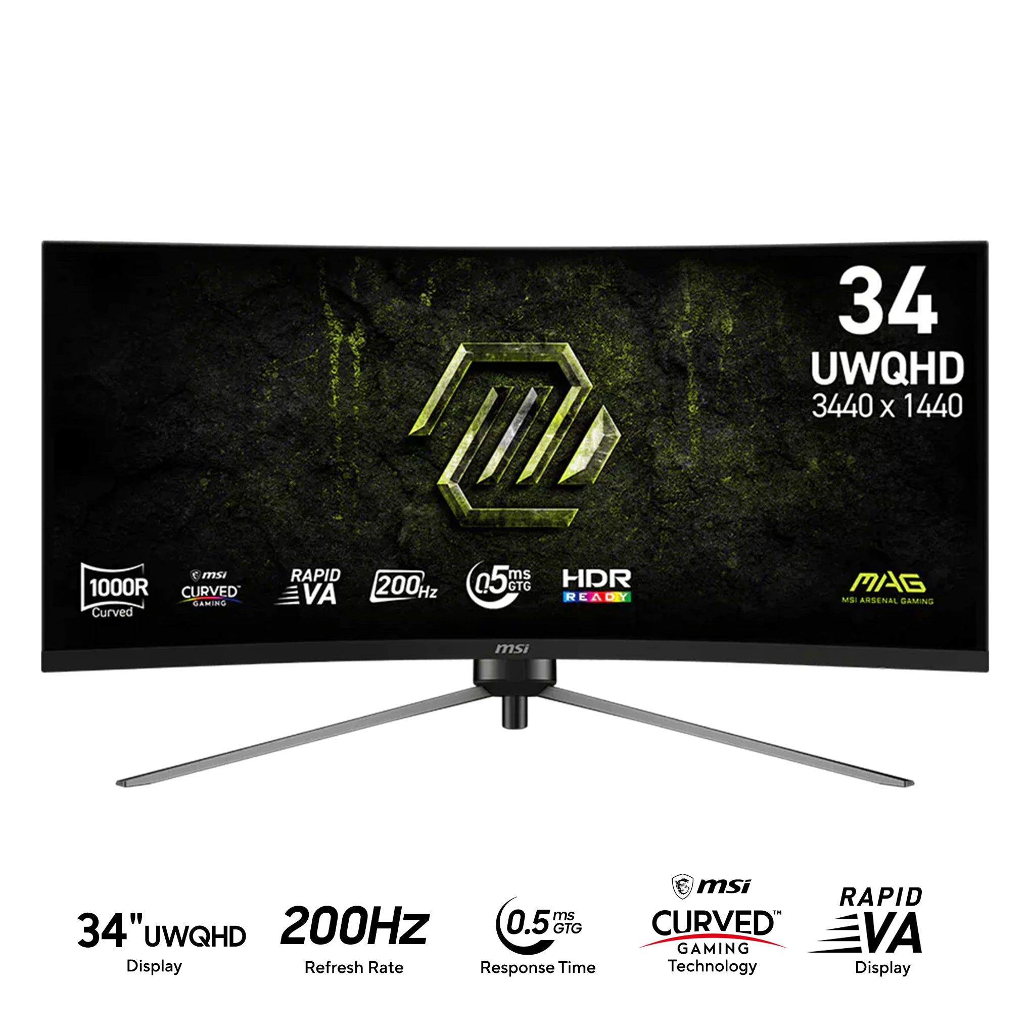 MSI MAG 345CQRF E20 34" UWQHD (3440x1440) 200Hz 0.5ms GTG Rapid VA Curved Gaming Monitor