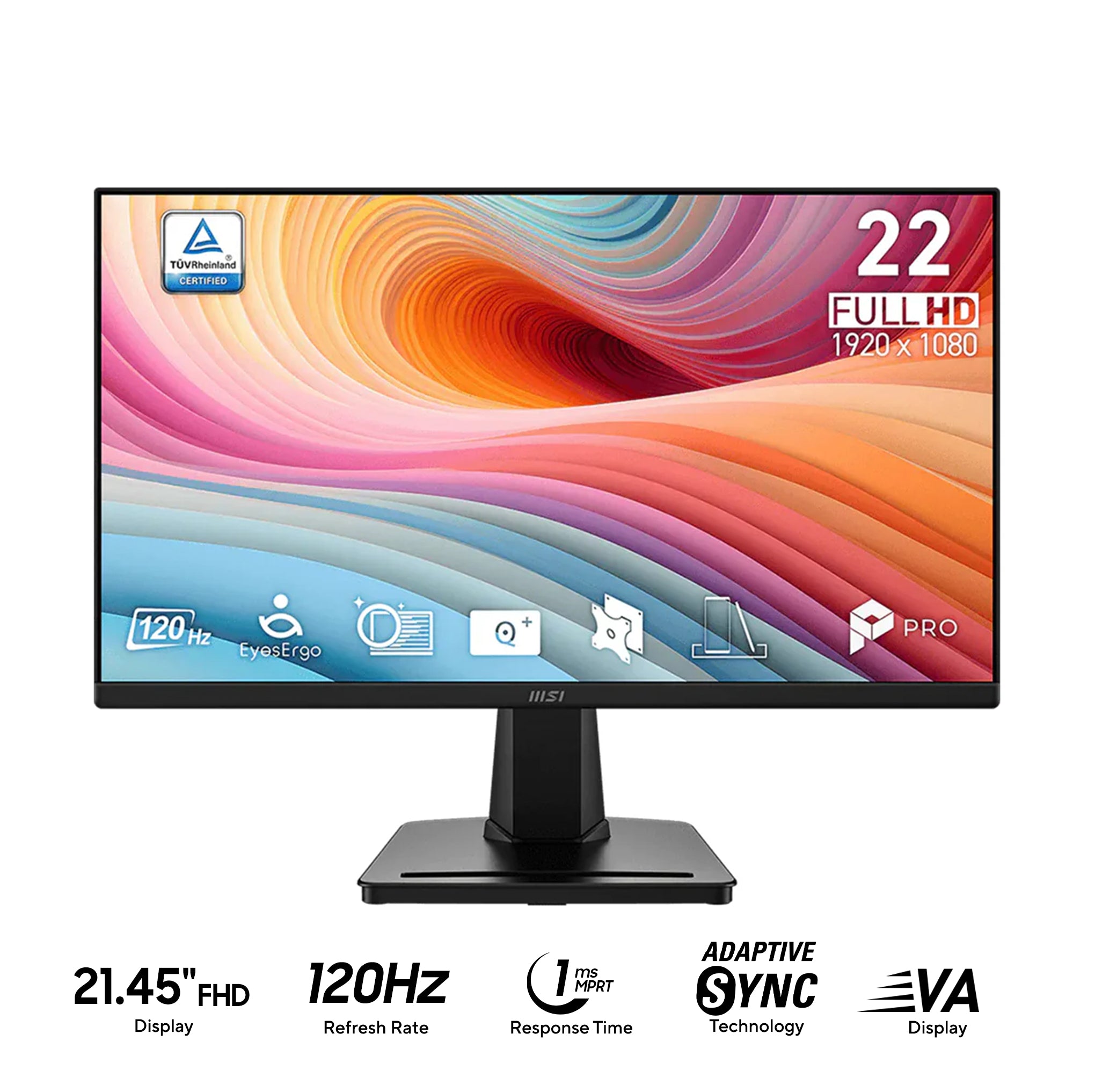 MSI Pro MP225 E12VL 21.45" FHD (1920x1080) 120Hz 1ms (MPRT) / 4ms (GtG) VA Adaptive-Sync