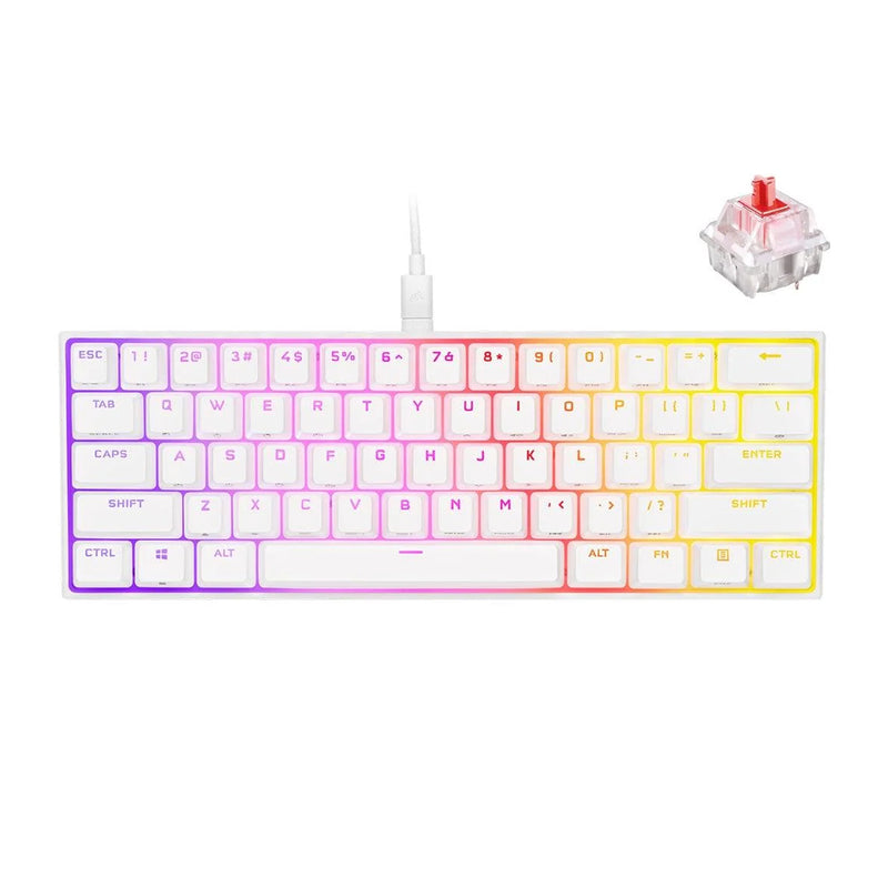 Corsair K65 RGB Mini 60% Mechanical Gaming Keyboard Cherry MX Red (White)