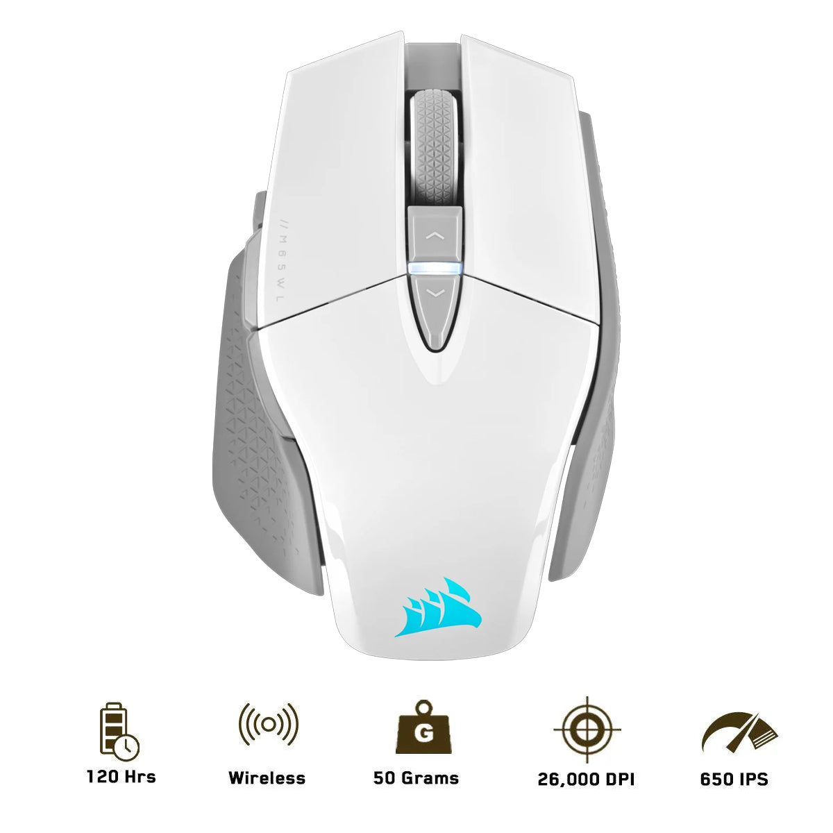 CORSAIR M65 RGB Ultra Wireless Tunable FPS Gaming Mouse (White) (CH-9319511-AP2)