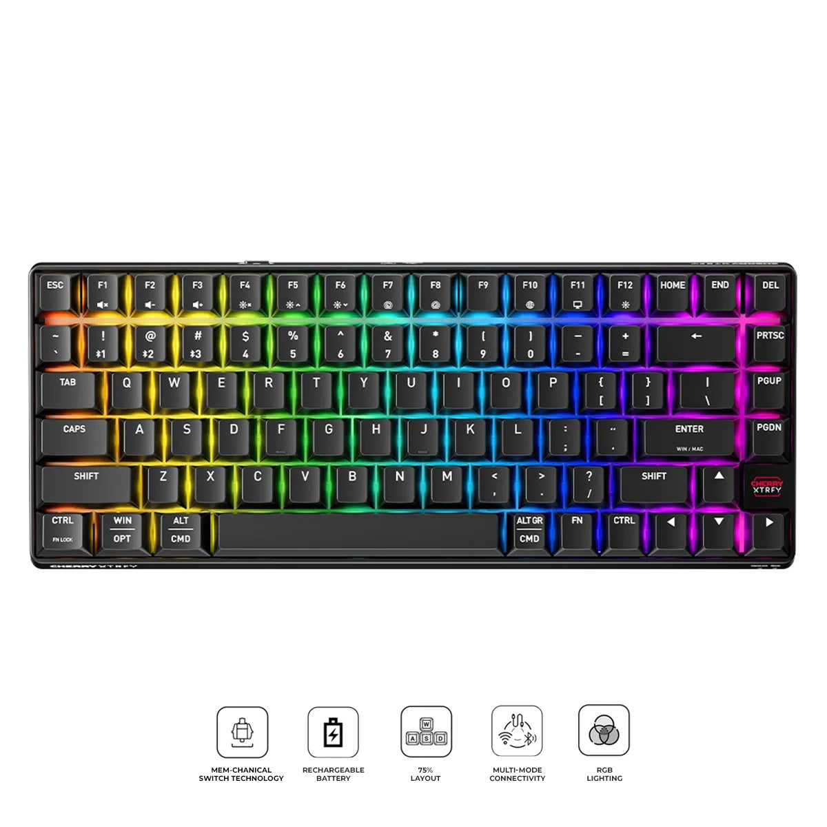 Cherry XTRFY K33 Tri-Mode Compact Wireless Mem-Chanical Gaming Keyboard (Black) (G8D-24030PAAUS-2)
