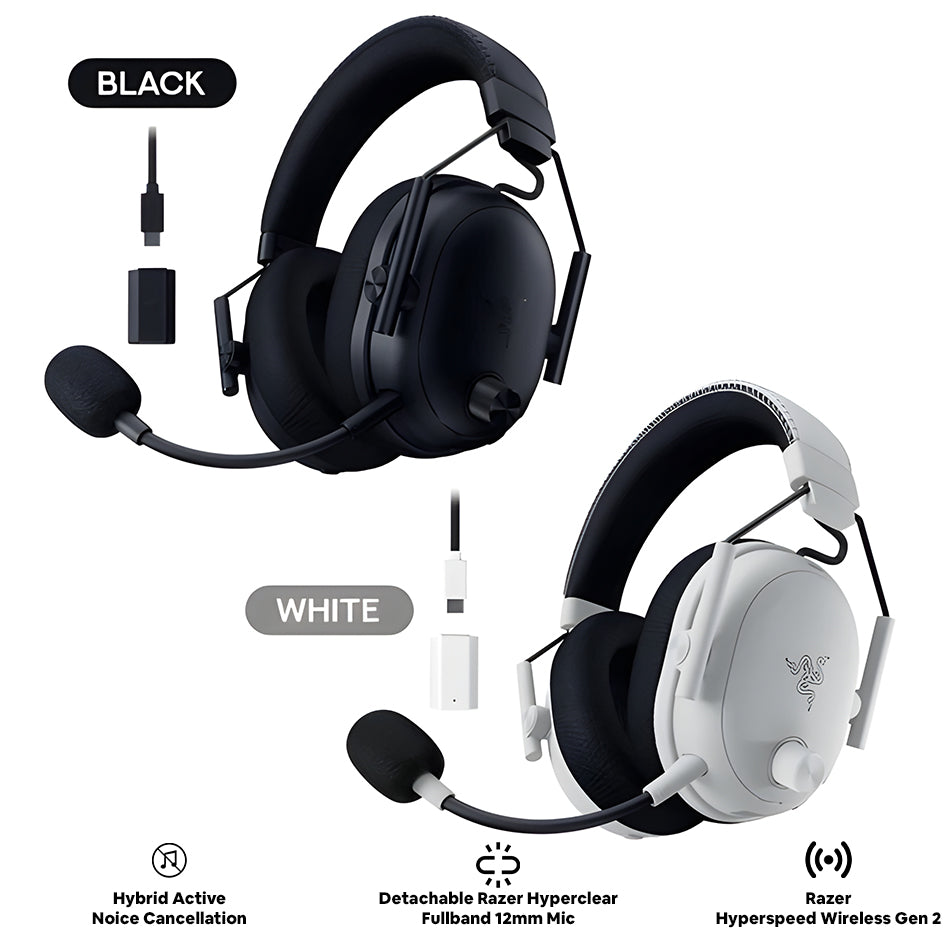Razer Blackshark V3 Pro Wireless ANC eSports Gaming Headset with Ultra-Low Latency & THX Spatial Audio for PC/ Mac/ PlayStation/ Nintendo Switch/ Steam Deck/ Smartphone (Black, White)