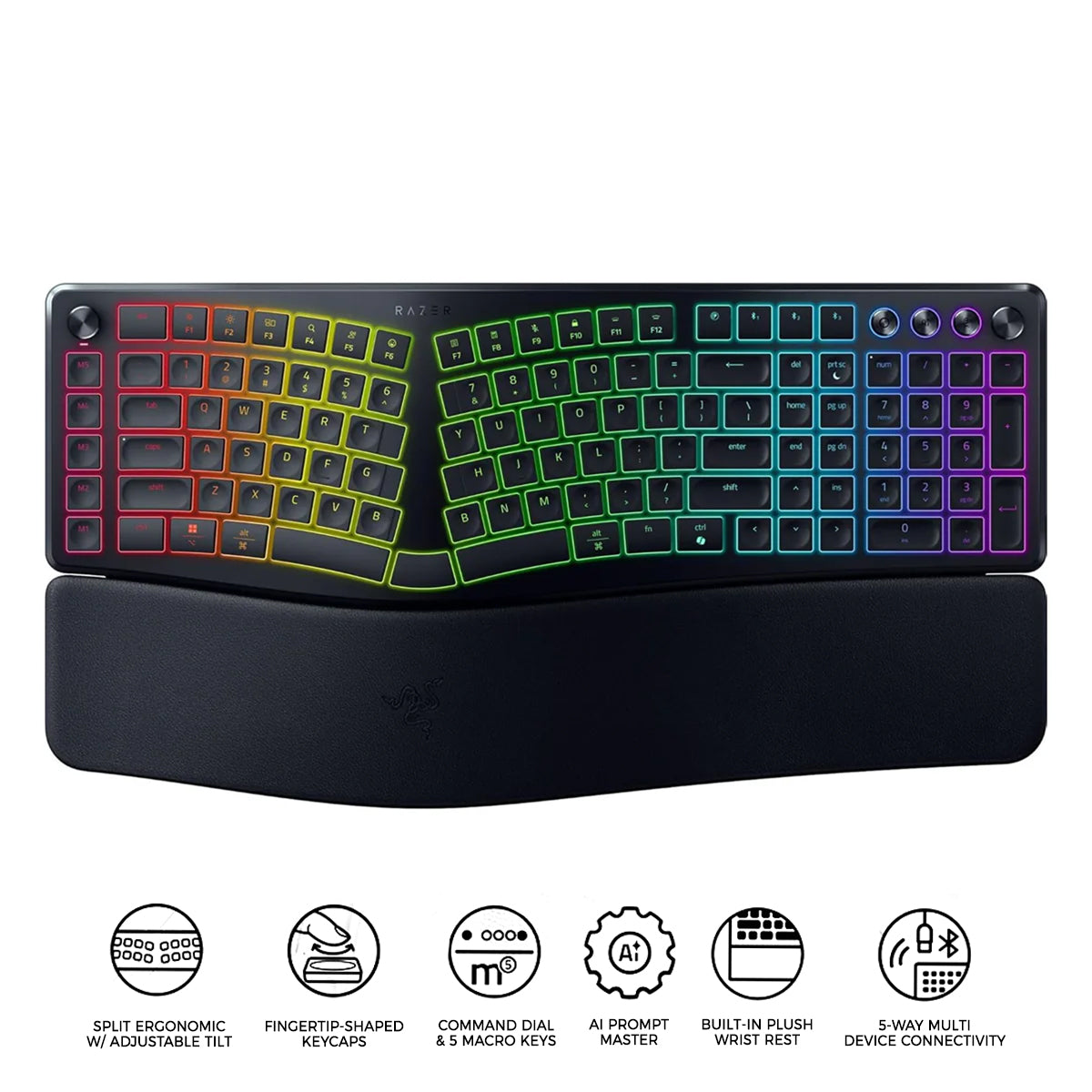 Razer Pro Type Ergo Wireless Split Ergonomic RGB Keyboard (Black)