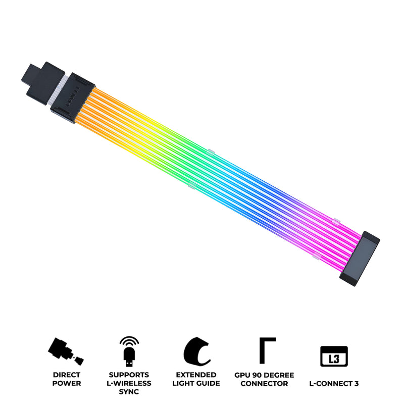 Lian Li Strimer Wireless 16-8 RGB 8 Light Guides 340mm Extension Cable (Black) (PW16-81W)