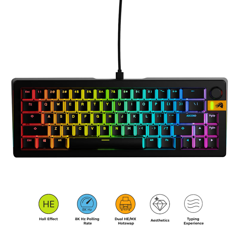 Glorious GMMK 3 HE 65% Prebuilt Hall Effect Wired Mechanical Gaming Keyboard