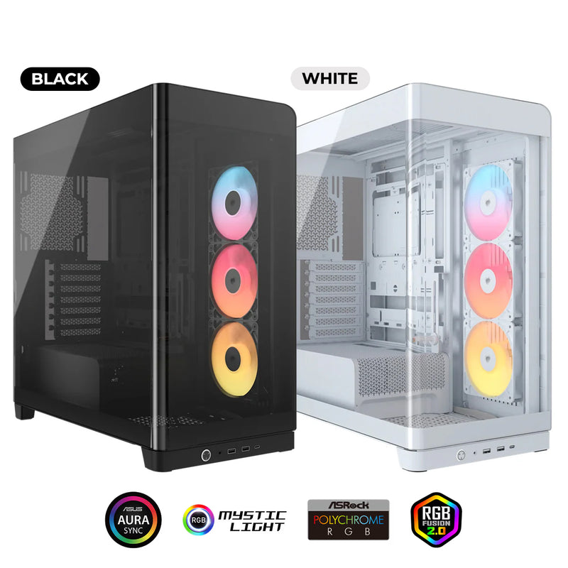 Corsair Frame 4500X RS-R ARGB Panoramic Glass Mid-Tower PC Case (Black, White)