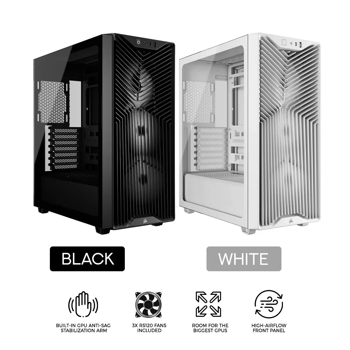 Corsair 3200D RS Mid-Tower ATX PC Case (Black, White)