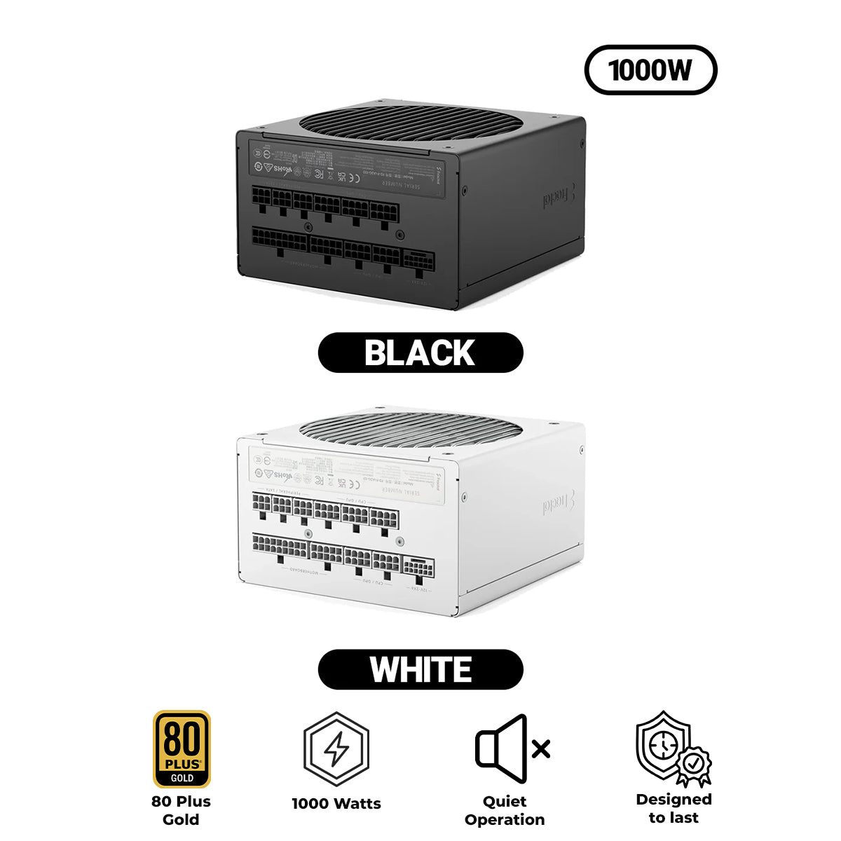 Fractal Design Ion 3 Gold 1000W Fully Modular Power Supply (Black, White)