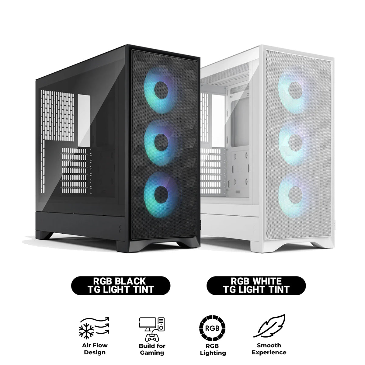 Fractal Design Pop 2 Air Computer Case (RGB Black TG Light Tint, RGB White TG Clear Tint)