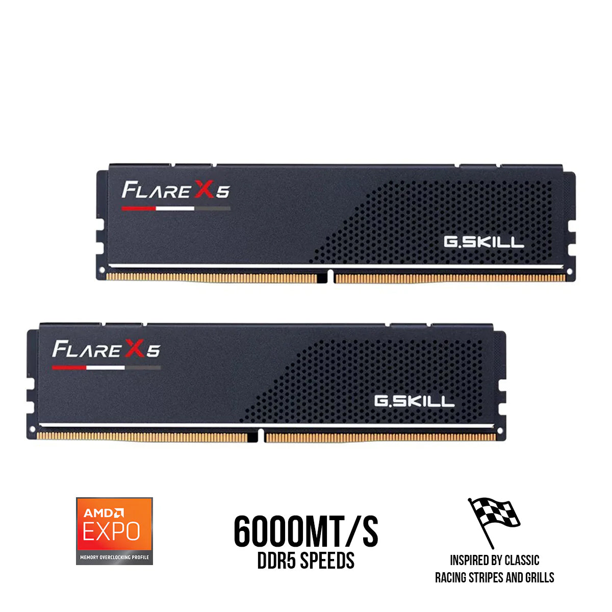 G.Skill Flare X5 32GB (2x16GB) DDR5 6000 MT/s CL32-38-38-96 1.35V AMD EXPO Desktop Memory (Matte Black) (F5-6000J3238F16GX2-FX5)