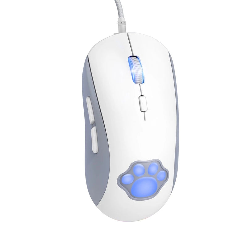 Onikuma CW918 Cat Paw RGB Wired Professional Gaming Mouse (White)