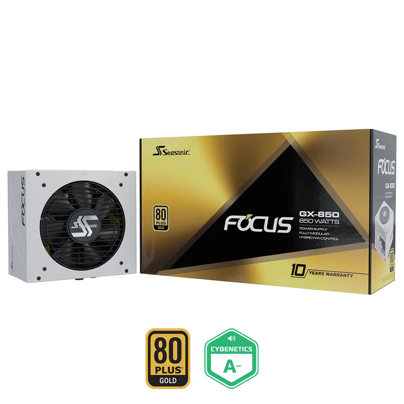 Seasonic Focus GX-850 ATX 3 850W 80+ Gold ATX 3.1 & PCIe Gen 5 Fully Modular Power Supply (White) (SRP-FGX851-A5A32SF)