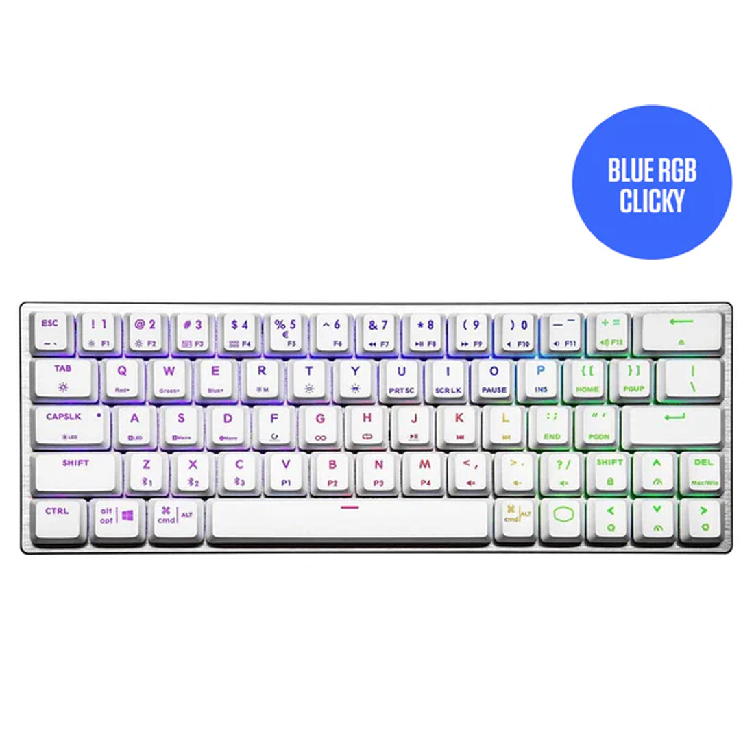 Cooler Master SK622 Wireless 60% Mechanical Keyboard Silver White With Low Profile Switches (Blue RGB Clicky)