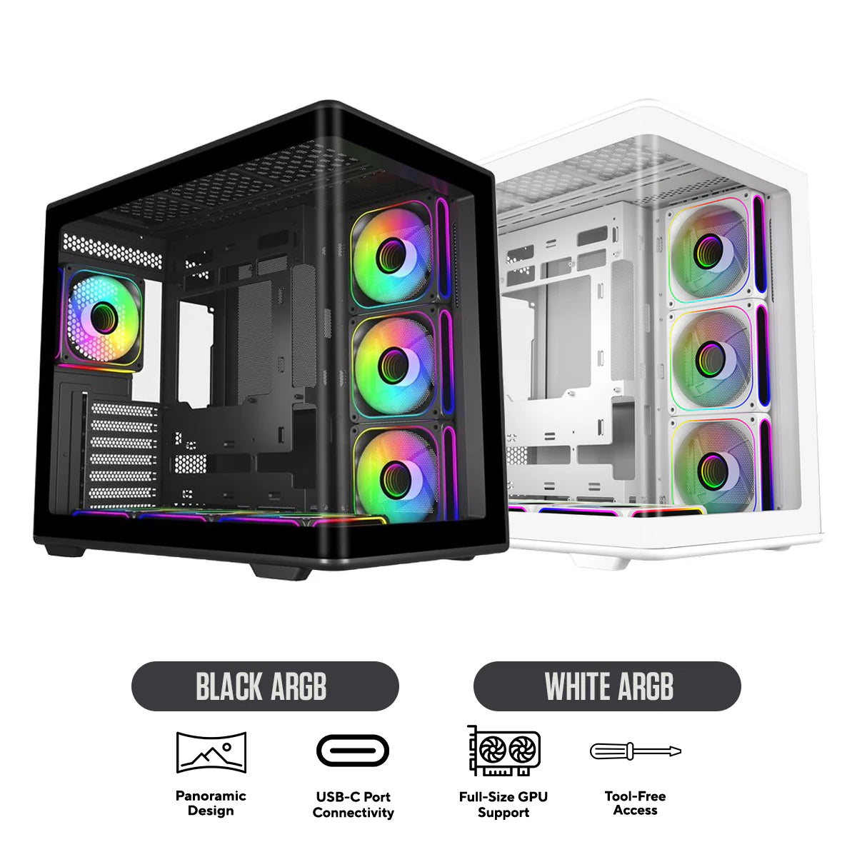 Cooler Master Elite 600 TG ATX Mid-Tower PC Case with USB-C Port 