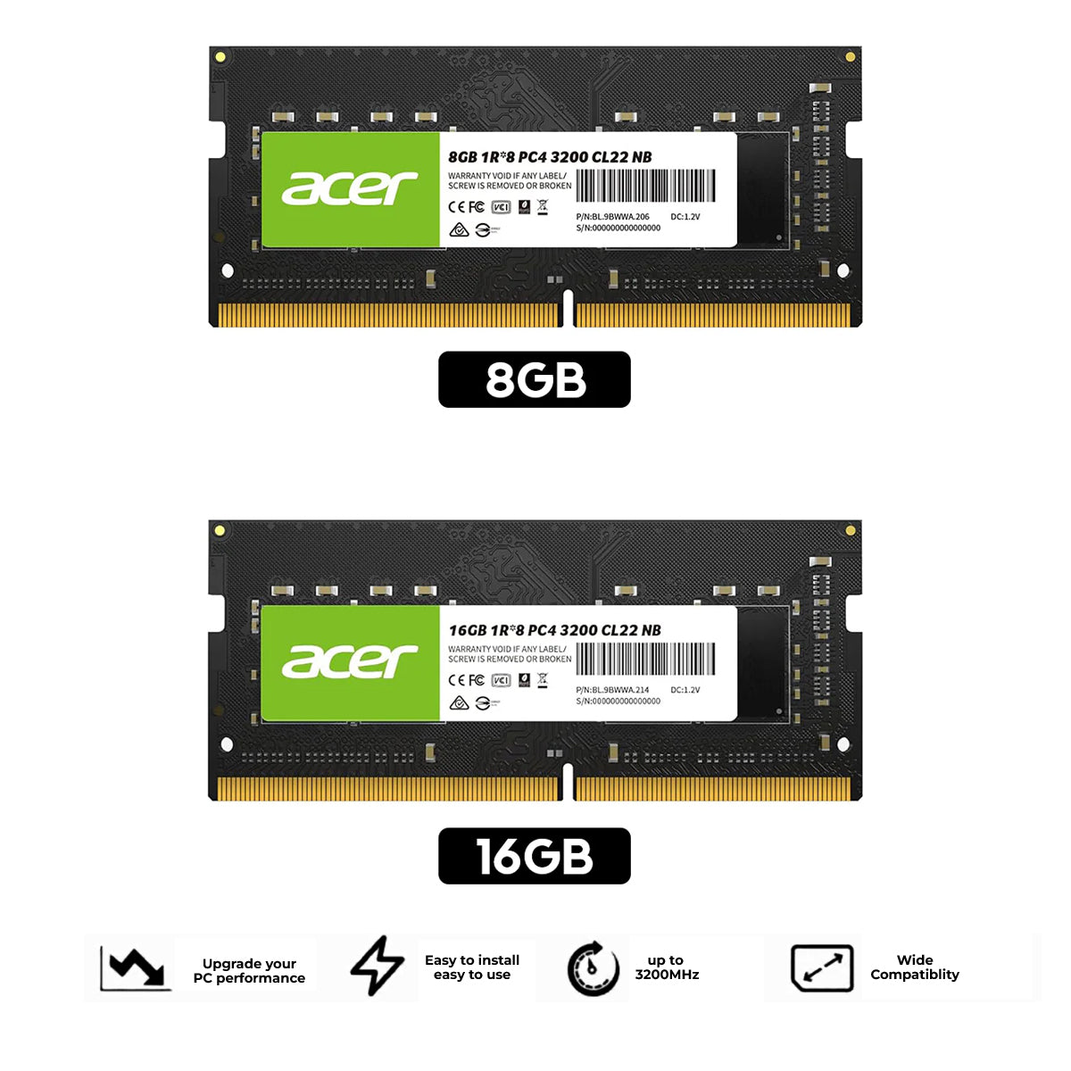 Acer SD100 3200MHz CL22 DDR4 SODIMM