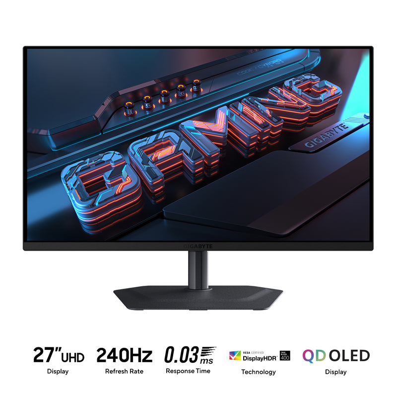 Gigabyte MO27U2 27" UHD (3840x2160) QD-OLED 240Hz 0.03MS GTG DisplayHDR 400 Gaming Monitor