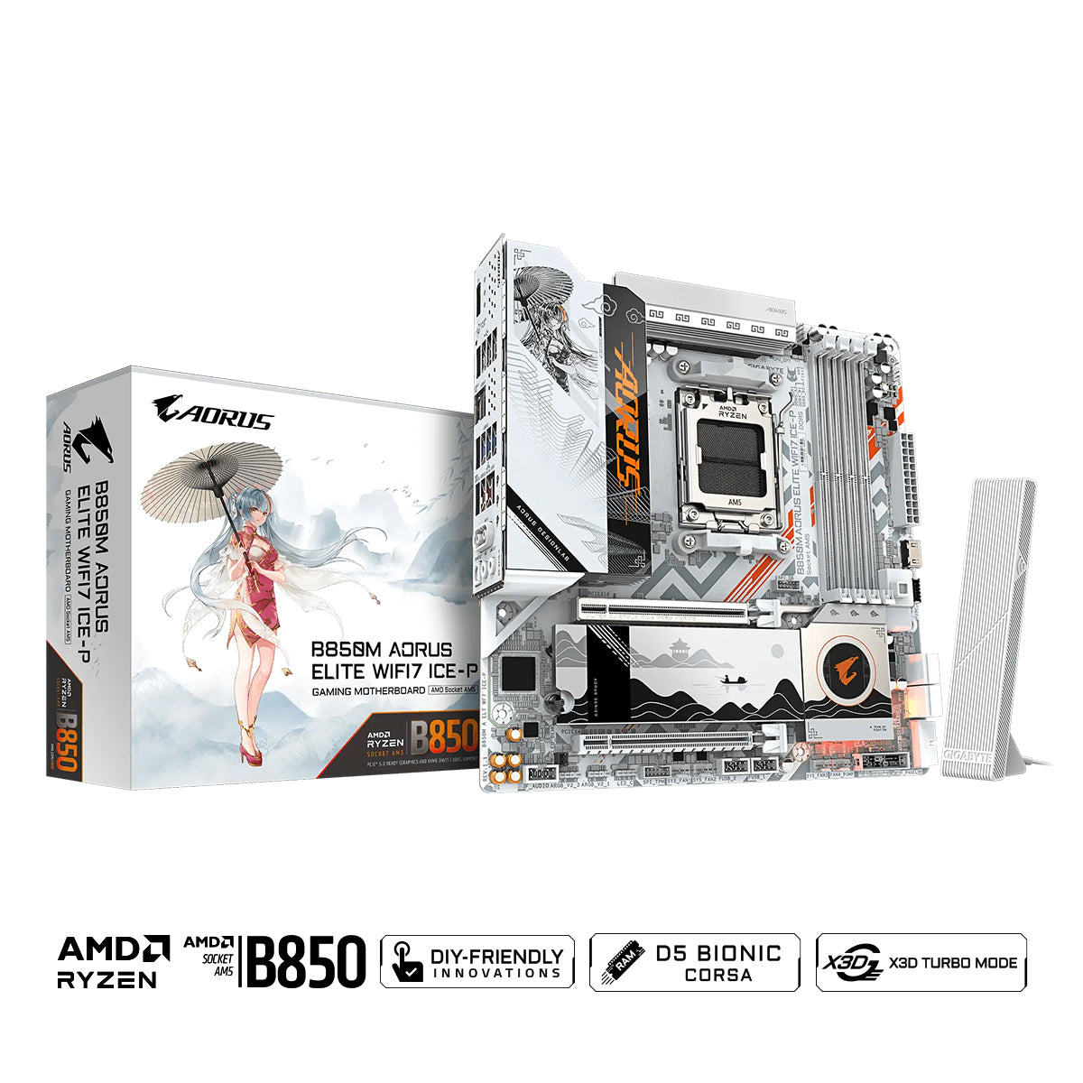 Gigabyte B850M Aorus Elite WiFi7 Ice-P DDR5 Gaming Motherboard