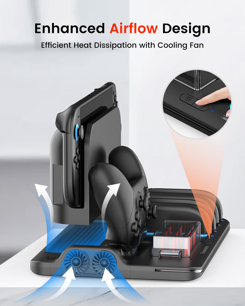 Transnovo Multi-Functional RGB Charging Dock Station for 4 Joy-Con Controller