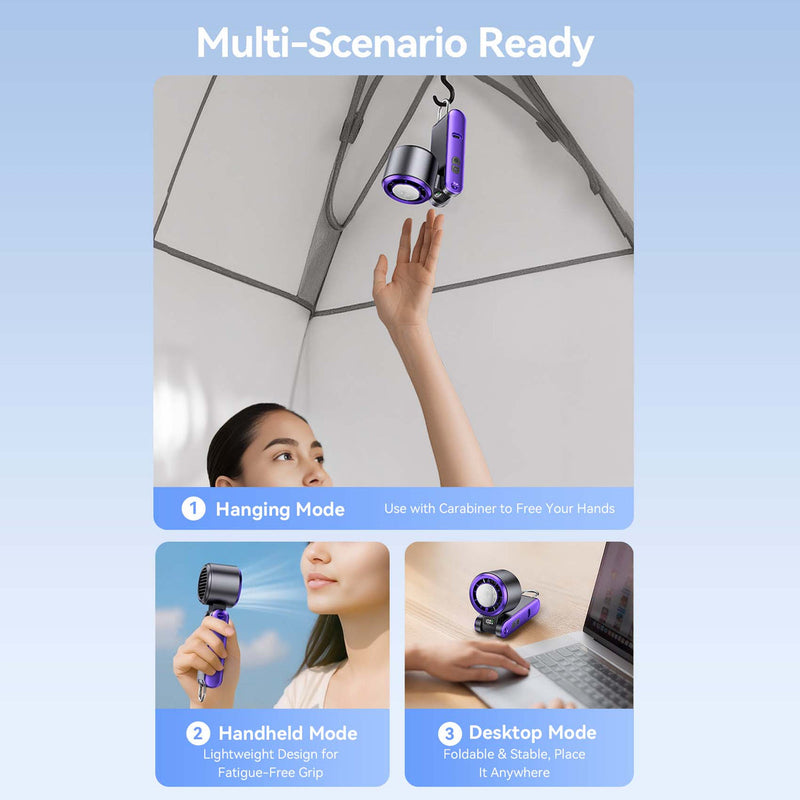 Vention Handheld Foldable High-Speed Cooling Fan (White, Black/Purple) (PBCW0, PBDV0)