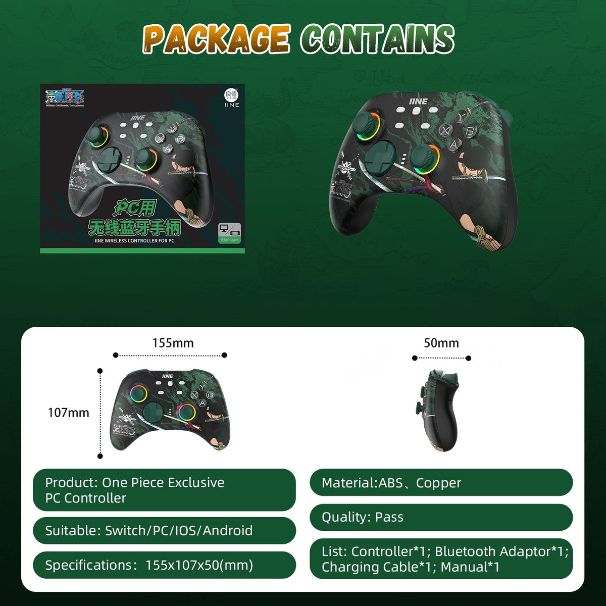 IINE Wireless Controller Roronooa Zoro For PC / N-Switch (L896)