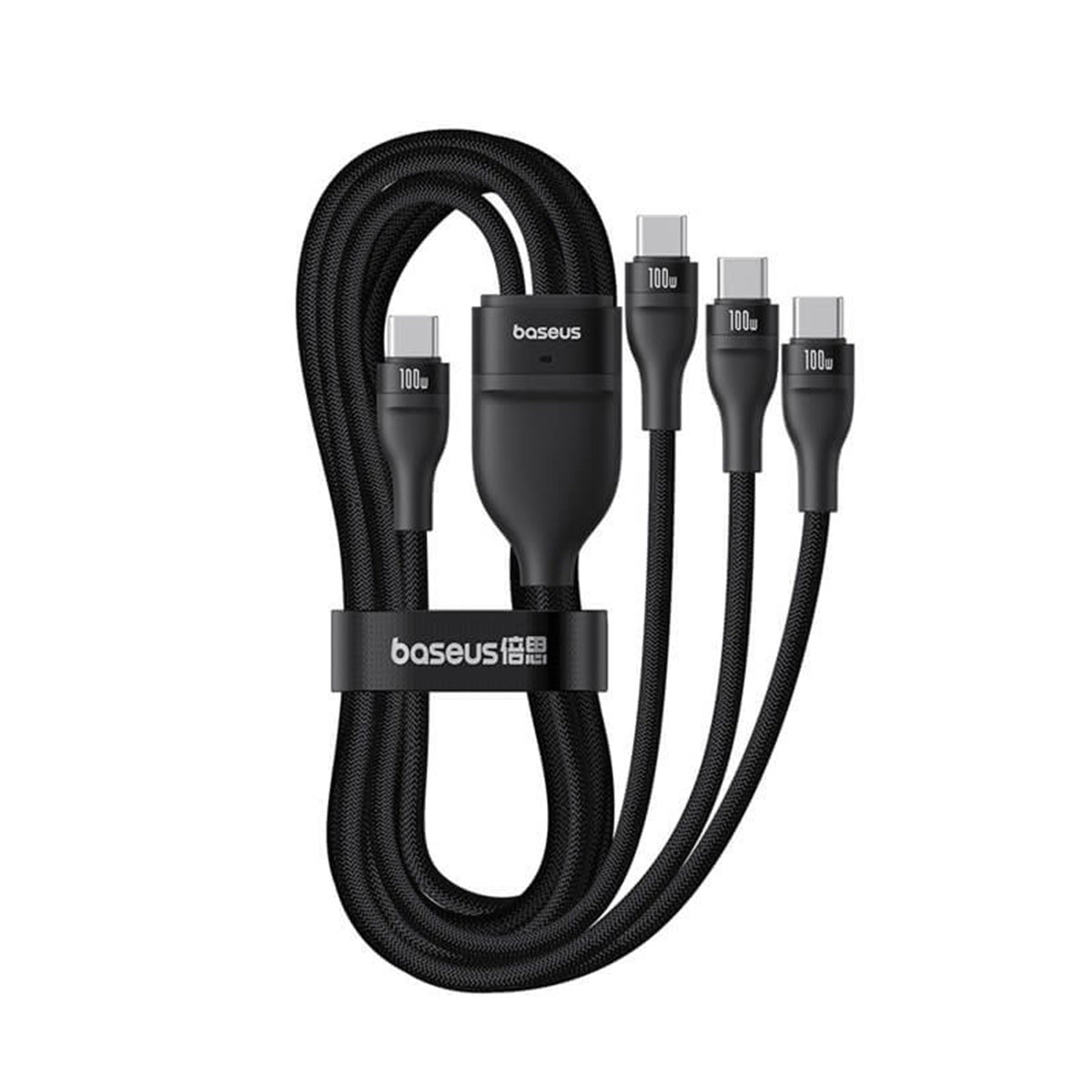 Baseus Flash Series III One-For-Three Fast Charging Cable USB-C to C+C+C 100W 1.5m (Cluster Black)