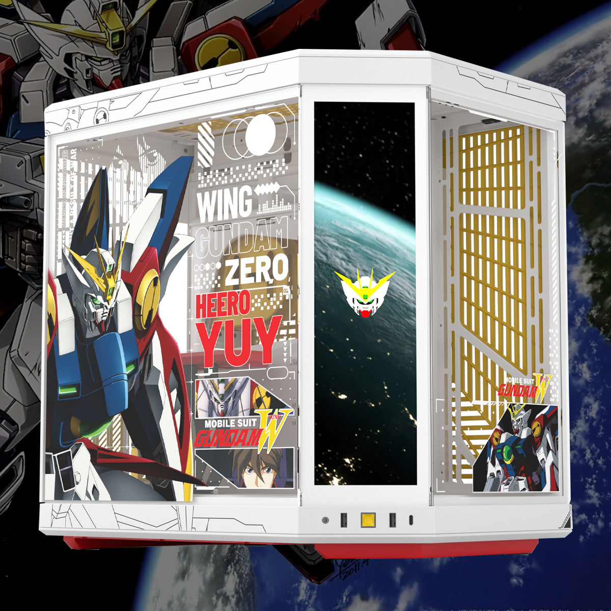 Hyte Gundam Wing Y70 Touch Infinite Dual Chamber ATX Mid-Tower Modern Aesthetic Case (White)