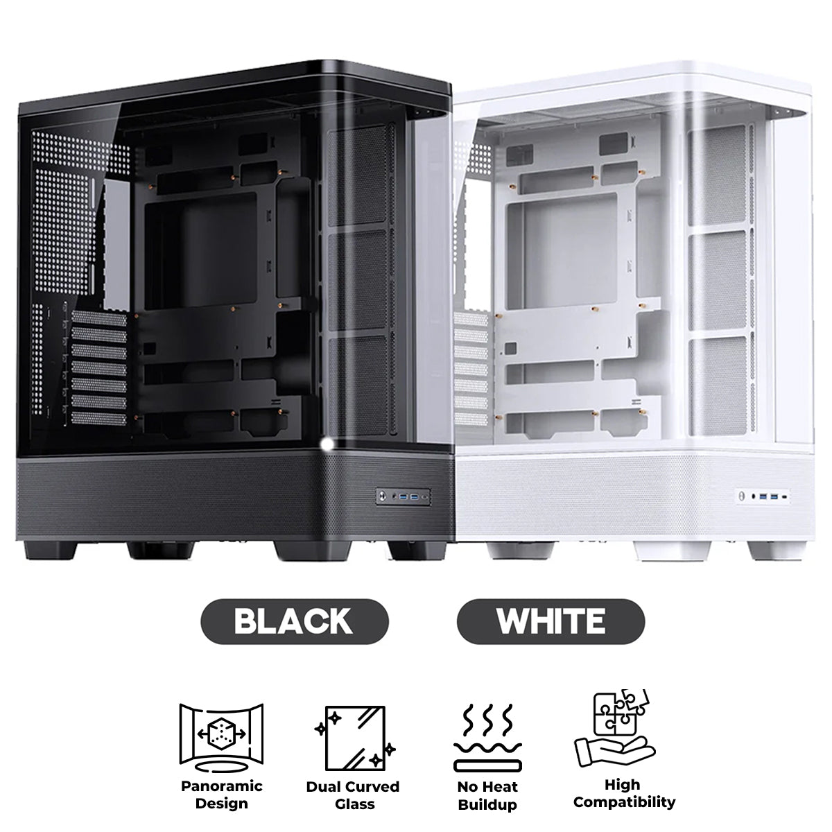 Jonsbo TK-5 ATX Computer Case (Black, White)