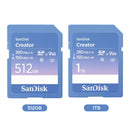 Sandisk Creator 280MB/s Read/150MB/s Write UHS-II SD Card (512GB, 1TB)