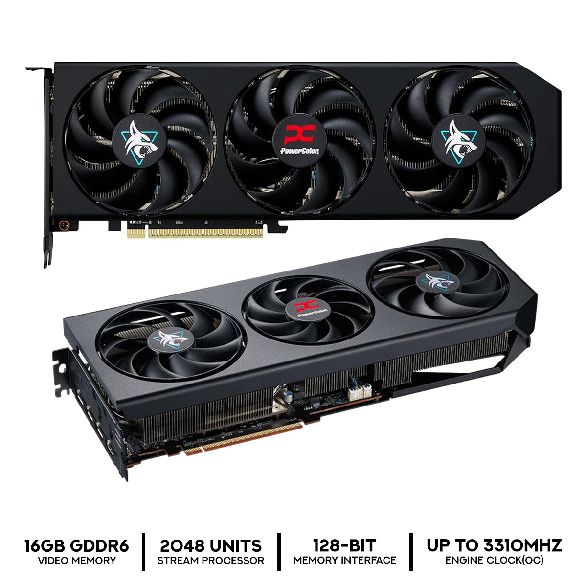 PowerColor Hellhound AMD Radeon RX 9060 XT 16GB GDDR6 Graphics Card (RX9060XT 16G-L/OC)