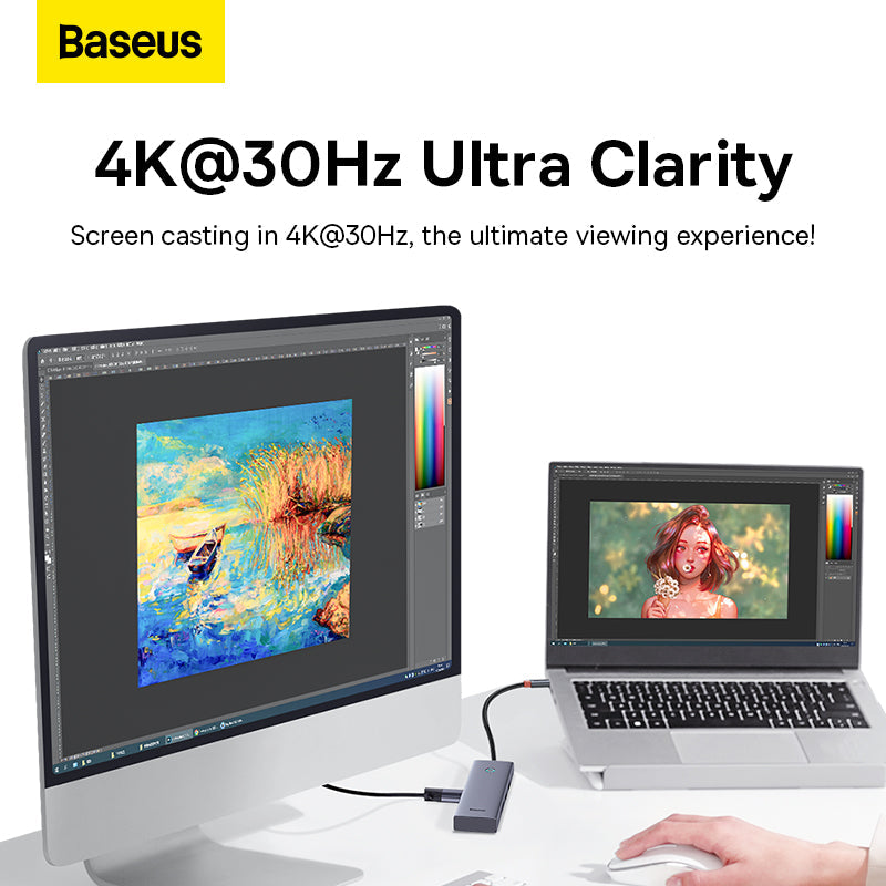 Baseus UltraJoy Series 5-Port Hub Docking Station USB-C to HDMI 4K@30Hz + 3xUSB-C 3.0 + PD