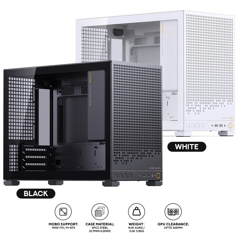 Jonsbo D32 Pro M-ATX Computer Case (Black, White)