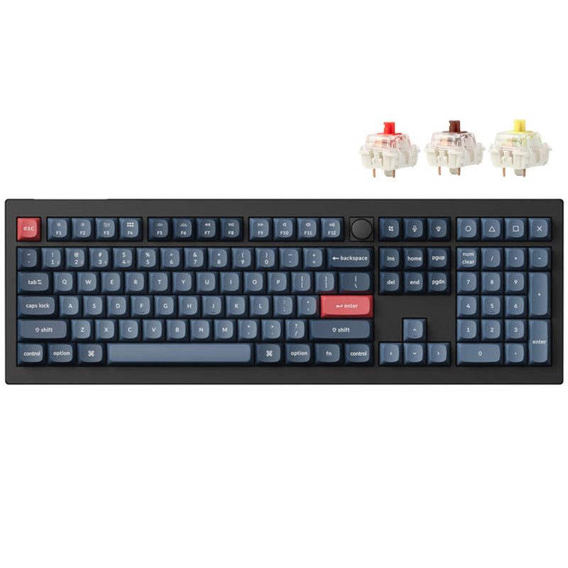 Keychron V6 Max QMK/VIA Fully Assembled with Knob RGB Backlit Hot-Swappable Full Size Wireless Custom Mechanical Keyboard - Carbon Black 