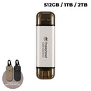 Transcend ESD310S 10GBPS USB Type-C/Type-A Portable SSD (Silver) (512GB, 1TB, 2TB)