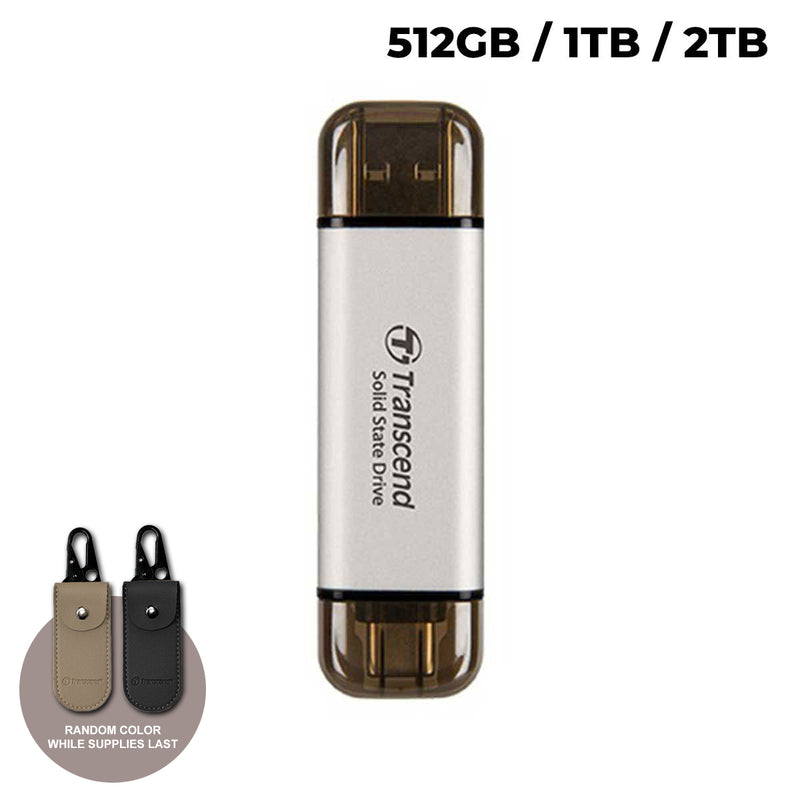Transcend ESD310S 10GBPS USB Type-C/Type-A Portable SSD (Silver) (512GB, 1TB, 2TB)