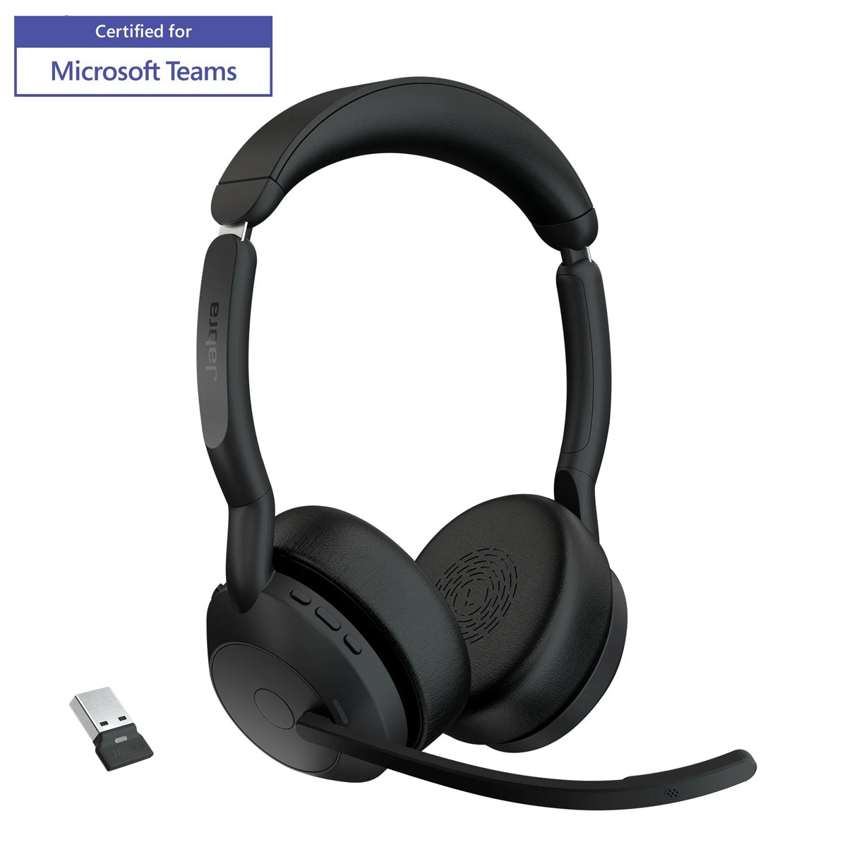 Jabra Evolve2 55 Bluetooth On-Ear Active Noise Cancelling Headset - Microsoft Teams Certified