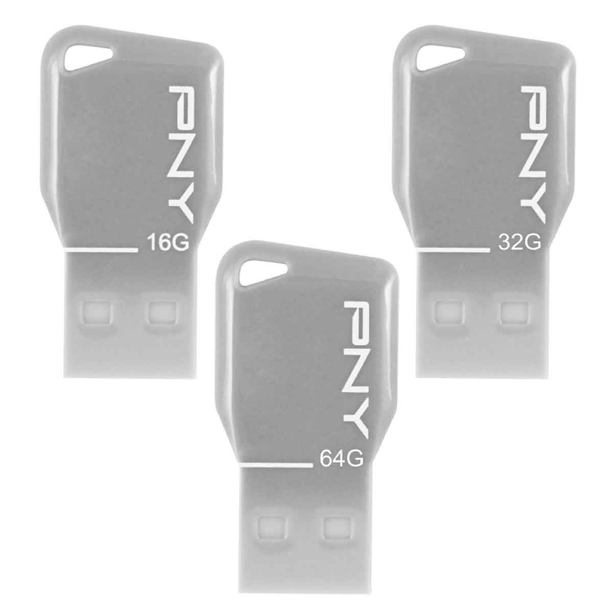 PNY Key Attache USB Flash Drive Grey (16GB, 32GB, 64GB)
