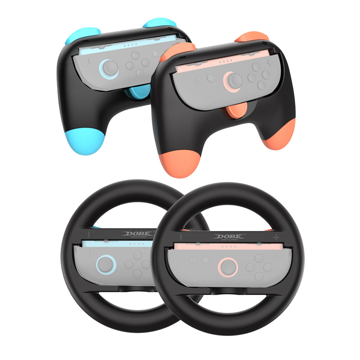 Dobe Controller Grip & Full-Circle Steering Wheel Kit for Nintendo Switch 2 Joy-Pad (Black) TNS-5110