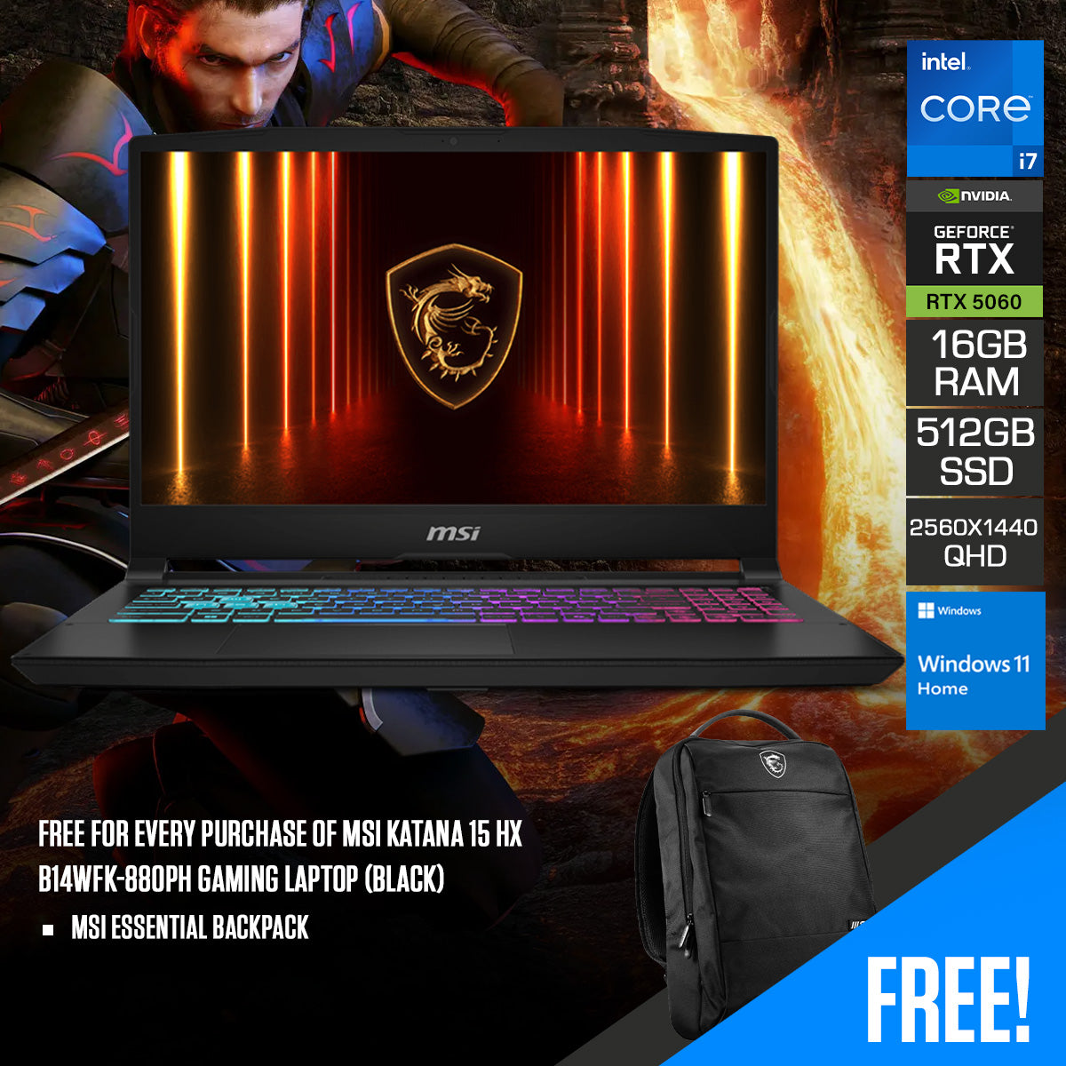 MSI Katana 15 HX B14WFK-880PH Gaming Laptop (Black) 